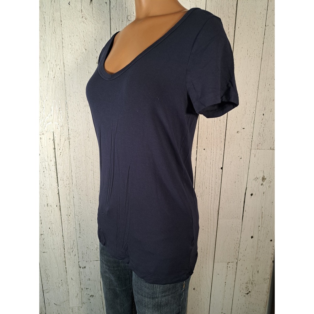 Merona‎ Womens Navy Blue Scoop Neck Short Sleeve T-Shirt XS Rayon Spandex Blend
